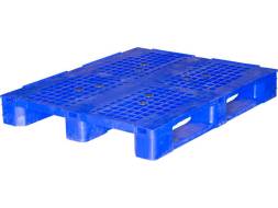 Паллет (поддон) пластиковый перфорированный на 3-х полозьях, 1200х1000х157 мм, синий [IR 1210P-3R]