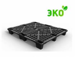 Паллет (поддон) пластиковый перфорированный на ножках, 1200х1000х135 мм, черный [02.112.99.R]