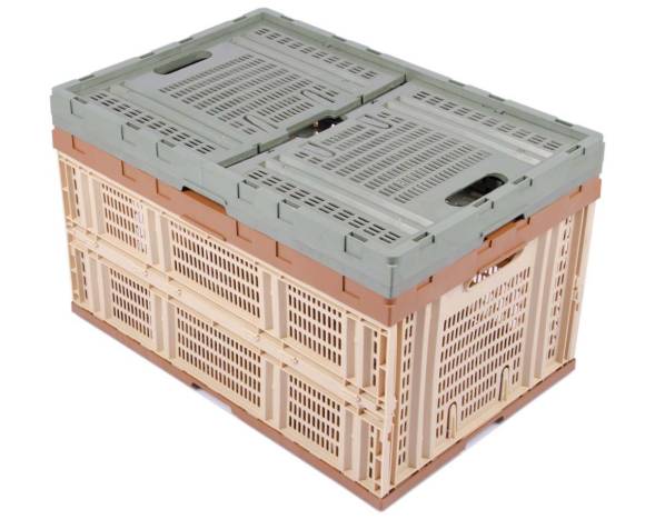 Ящик пластиковый складной перфорированный, 600х400х310 мм, бежевый [600400310-02]