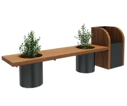 Скамейка стальная «Фортуна» с двумя кашпо и урной