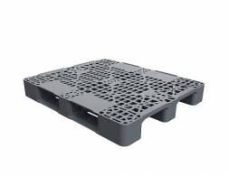 Паллет (поддон) пластиковый перфорированный на 2-х полозьях, 1200х1000х150 мм, серый [02.103.91]