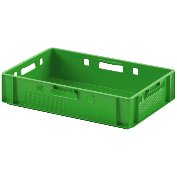 Ящик пластиковый сплошной Е1 (евроформат) морозостойкий, 600х400х120 мм, зеленый [12.421.70.R]