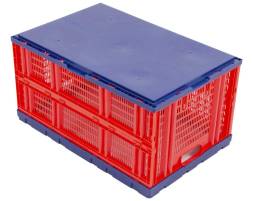 Ящик пластиковый складной с перфорированными стенками, 600х400х310 мм, красный [600400310-01]