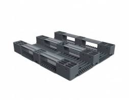 Паллет (поддон) пластиковый перфорированный на 3-х полозьях, 1200х1000х150 мм, серый [02.114.91.PEF]