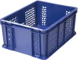 Ящик пластиковый сплошной, 400×300×180 мм, 16.6 л, синий [702.02.02]