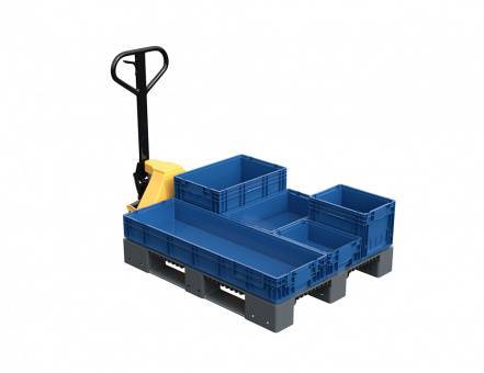 Паллет (поддон) пластиковый сплошной на 3-х полозьях, 1200х1000х150 мм, серый [02.114F.91.PEF]